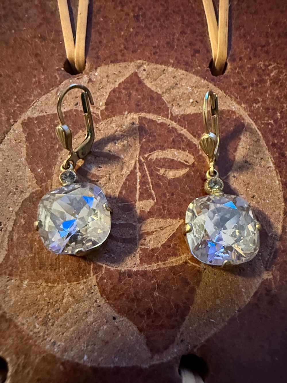 Gold-Tone Clear Crystal Drop Earrings - Elegant Women Jewelry - Picture 2 of 3